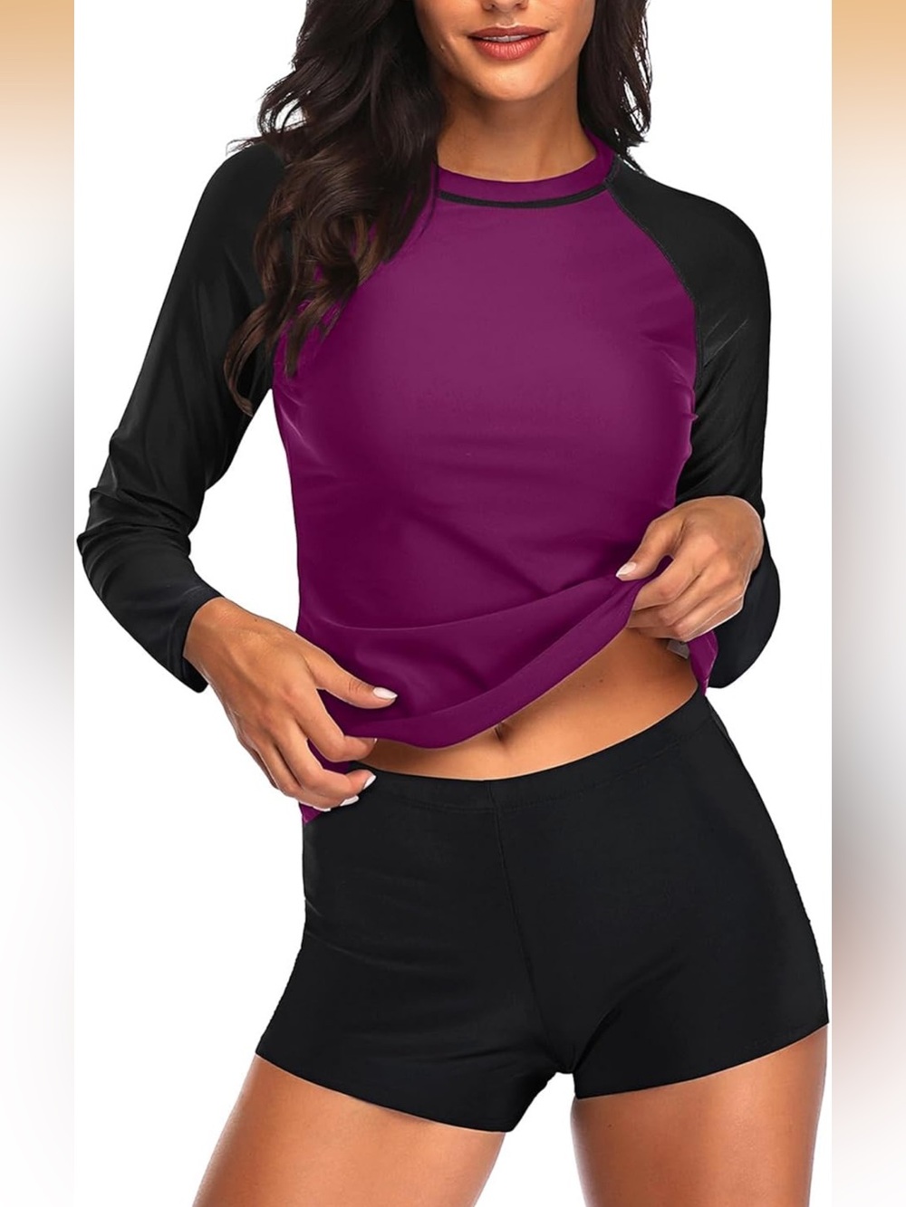 Daci Two Piece Rash Guard Long Sleeve Swimsuits Swim Shirt Bathing Suit & Bottom